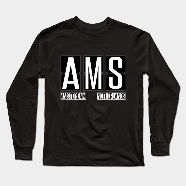 AMS - Amsterdam Netherlands Souvenir or Gift Shirt Apparel Long Sleeve T-Shirt by HopeandHobby